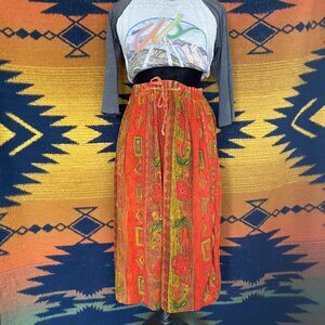 Vintage Zanana by Saraf Floral Maxi Rayon Skirt. OSFM. Tie Waist. India.